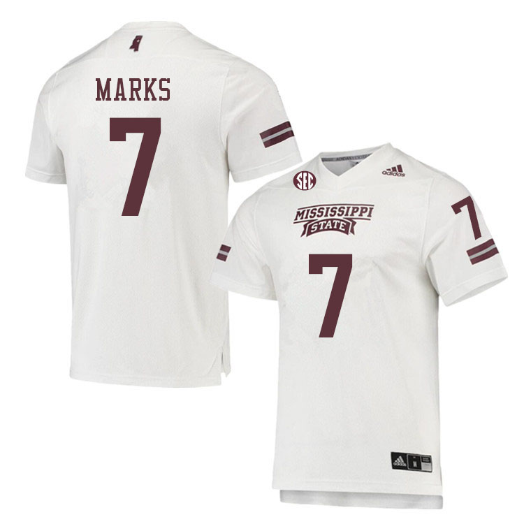 Men #7 Jo'quavious Marks Mississippi State Bulldogs College Football Jerseys Sale-White